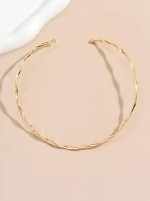 1pc New Creative Minimalist Autumn/Winter Fashion Line Spiral Choker Necklace, Elegant - Yellow Gold - View 2