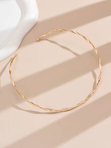 1pc New Creative Minimalist Autumn/Winter Fashion Line Spiral Choker Necklace, Elegant - Yellow Gold - View 3