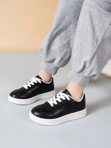 男孩繫帶運動運動鞋適用於戶外黑色