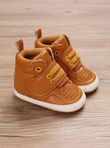 Bebé Zapatillas de skate arriba alta cierre de gancho y bucle - Marrón - Ver 1