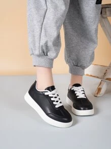 男孩繫帶運動運動鞋適用於戶外黑色