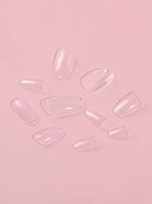 Instantly Upgrade Your Look with 500pcs Short Oval Transparent Fake Nail For Home DIY Nail Salon Nail Extension - Clear - View 3