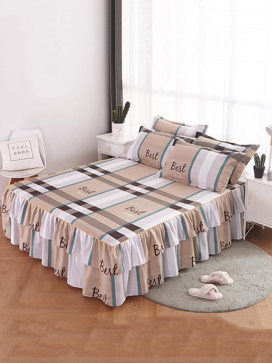 1 Họa Tiết Kẻ Sọc Xù Viền Giường Váy Chữ Cái Hiện Đại & Họa Tiết Kẻ Sọc Vải Chăn Ga Giường Váy Cho Phòng Ngủ - Nhiều màu - Xem 1