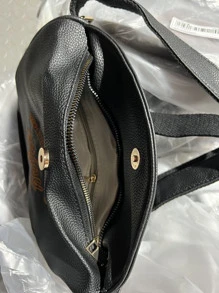 Túi Crossbody Nữ Thêu Lá thư Có thể điều chỉnh được Đúng mốt - màu đen - Xem 6