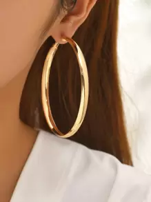 Minimalist Hoop Earrings - Yellow Gold - View 1