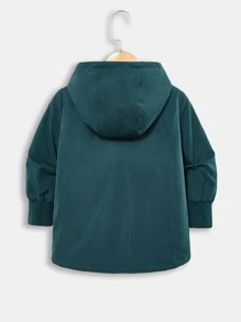 SHEIN 小男童翻蓋細節連帽外套 - 墨綠色 - 查看 2