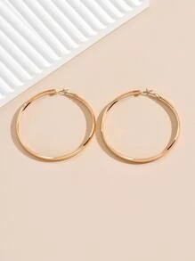 Minimalist Hoop Earrings - Yellow Gold - View 2