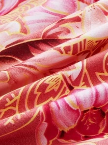 1 Pieza Falda De Cama Con Estampado Floral Rosa - Multicolor - Ver 4