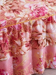 1 Pieza Falda De Cama Con Estampado Floral Rosa - Multicolor - Ver 6