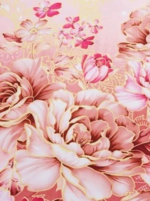 1 Pieza Falda De Cama Con Estampado Floral Rosa - Multicolor - Ver 7