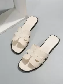 Ladies' Elegant Flat Sandals With Hollow Out Design - Beige - View 2