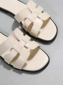 Ladies' Elegant Flat Sandals With Hollow Out Design - Beige - View 5