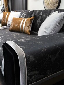 1 chiếc khăn sofa chống trượt in đá cẩm thạch - màu đen - Xem 4