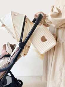 1pc Baby Cartoon Bear Decor Stroller Storage Bag - Beige - View 2
