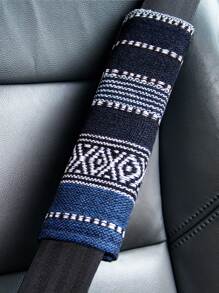 1pc Geometric Pattern Car Seat Belt Cover,Car Accessories - Multicolor - View 2