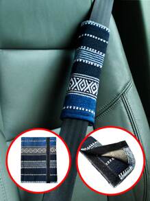 1pc Geometric Pattern Car Seat Belt Cover,Car Accessories - Multicolor - View 5