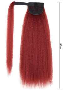 Long Yaki Straight Ponytail Synthetic Hair Extension - Burgundy - View 4