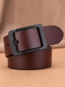 男士矩形扣復古腰帶 - 棕色 - 查看 2