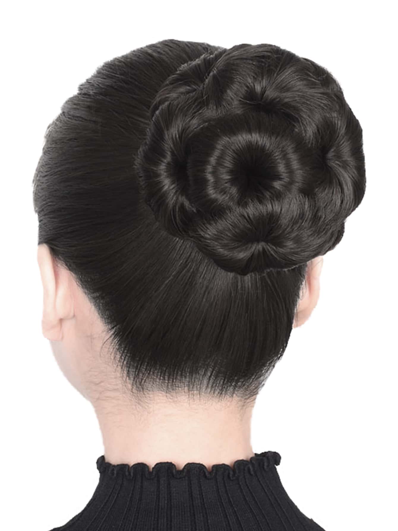 短合成纖維髮髻 - 黑色 - 查看 1