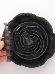 短合成纖維髮髻 - 黑色 - 查看 4