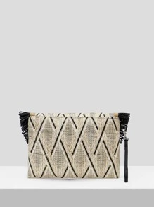 SHEIN VCAY Túi đeo tay nữ Khối Màu Kỳ nghỉ - màu đen - Xem 7