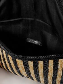 SHEIN VCAY Striped Pattern Fringe Trim Straw Bag - Multicolor - View 7