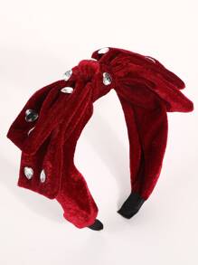 Rhinestone & Bow Decor Headband - Red - View 1