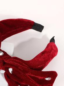 Rhinestone & Bow Decor Headband - Red - View 3