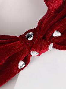 Rhinestone & Bow Decor Headband - Red - View 4