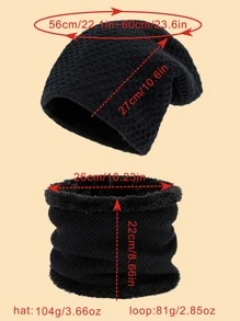 純色休閒無簷小便帽和毛絨襯裡 Infinity 圍巾休閒 - 黑色 - 查看 5