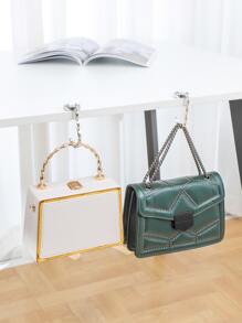 QYeah 1pc Random Fashion Bag Holder Handbag Hanger Folding Hook Holder Portable Key Ring Rack Table Hook Hardware Travel Outdoor Storage - White - View 5