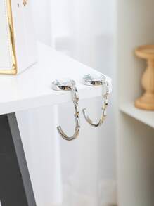 QYeah 1pc Random Fashion Bag Holder Handbag Hanger Folding Hook Holder Portable Key Ring Rack Table Hook Hardware Travel Outdoor Storage - White - View 6