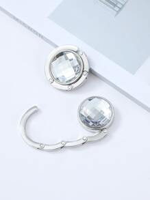 QYeah 1pc Random Fashion Bag Holder Handbag Hanger Folding Hook Holder Portable Key Ring Rack Table Hook Hardware Travel Outdoor Storage - White - View 2