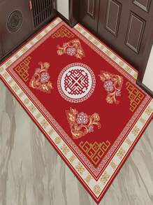 Chinese New Year Floral Pattern Door Mat - Multicolor - View 1