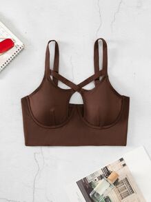 Rib Cut-out Underwire Bikini Top - Chocolate Brown - View 7