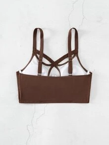 Rib Cut-out Underwire Bikini Top - Chocolate Brown - View 5