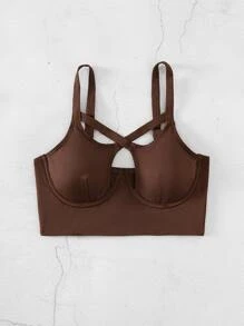 Rib Cut-out Underwire Bikini Top - Chocolate Brown - View 6