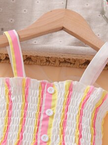 Toddler Girls Striped Print Ruffle Hem Cami Top & Belted Trousers - Multicolor - View 6