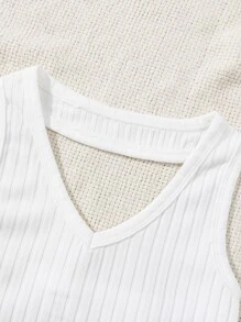 SHEIN Niñitas 3 piezas Top halter tejido de canalé - Multicolor - Ver 5