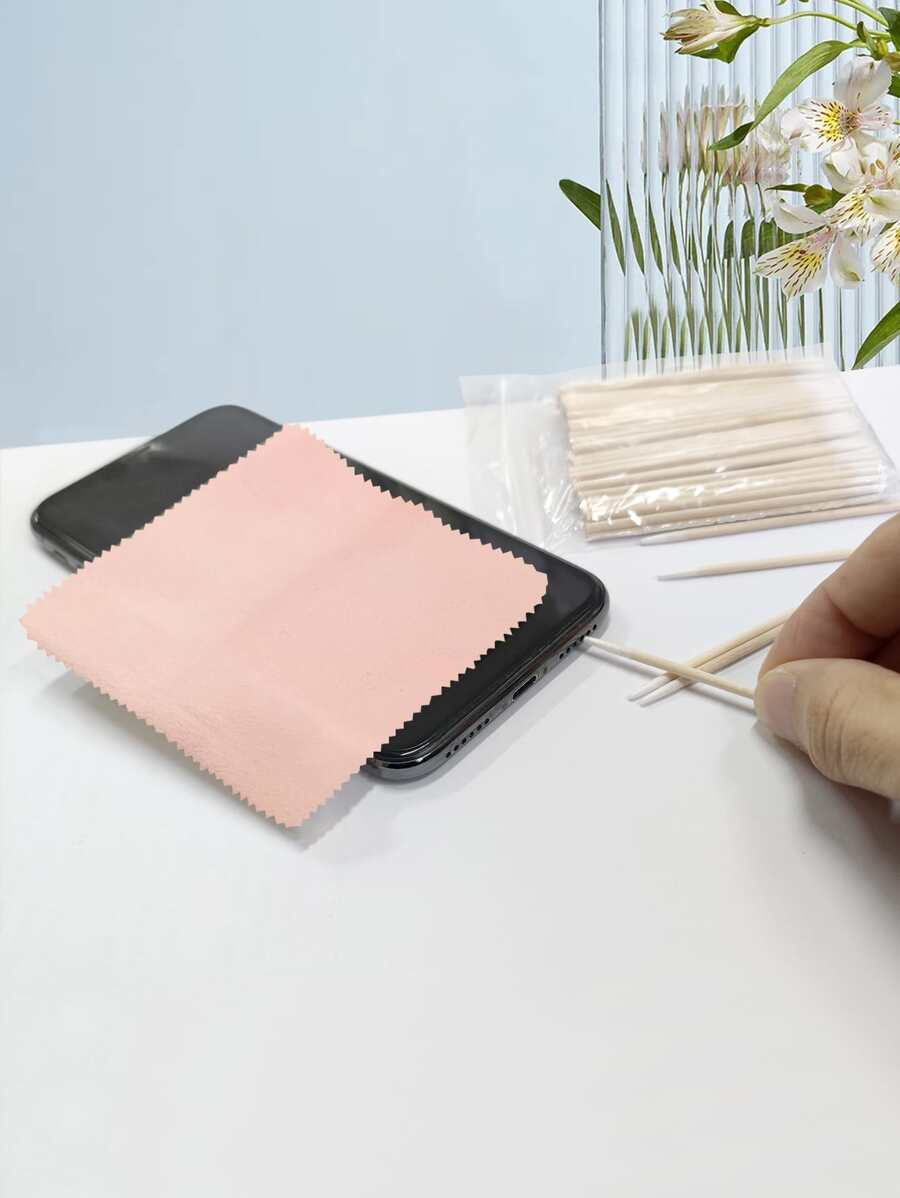 1pc Cell Phone Screen Cleaning Cloth & 1pack Swab - Multicolor - View 1