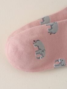 Elephant Pattern Crew Socks - Multicolor - View 3