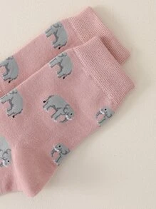 Elephant Pattern Crew Socks - Multicolor - View 4