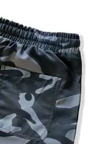 Manfinity Homme Men Camo Print Flap Pocket Side Drawstring Waist Cargo Trousers - Multicolor - View 3