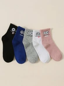 5雙男士卡通圖案中筒襪 - 彩色 - 查看 2