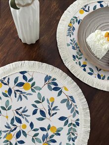1pc Plant Pattern Fringe Trim Placemat