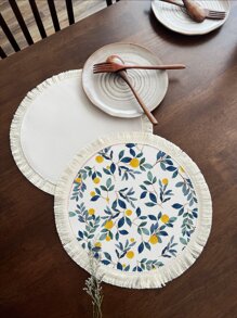 1pc Plant Pattern Fringe Trim Placemat