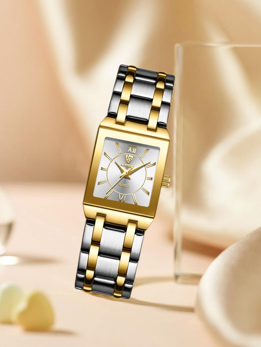 LIEBIG 1入組極簡風格方形指針石英手錶 - 彩色 - 查看 1