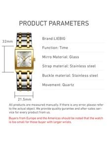 LIEBIG 1入組極簡風格方形指針石英手錶 - 彩色 - 查看 4