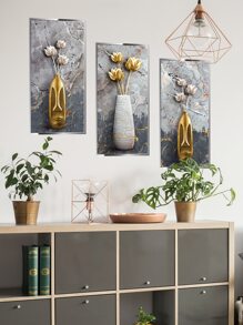 3pcs Floral Pattern Wall Sticker, Modern PVC Wall Art Decal For Home Decor, Stickers, Wall Decal, Vinyl Decal For Home Decorations, Spring Decoration Items Refresh Your Home, Festival Decoration Stickers Gifts Birthday Graduation - Multicolor - View 4