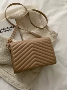 Chevron Tassel Decor Flap Square Bag - Apricot - View 3